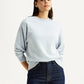 Women's Solid Light Blue Crew Neck Sweatshirt - Styleshot View