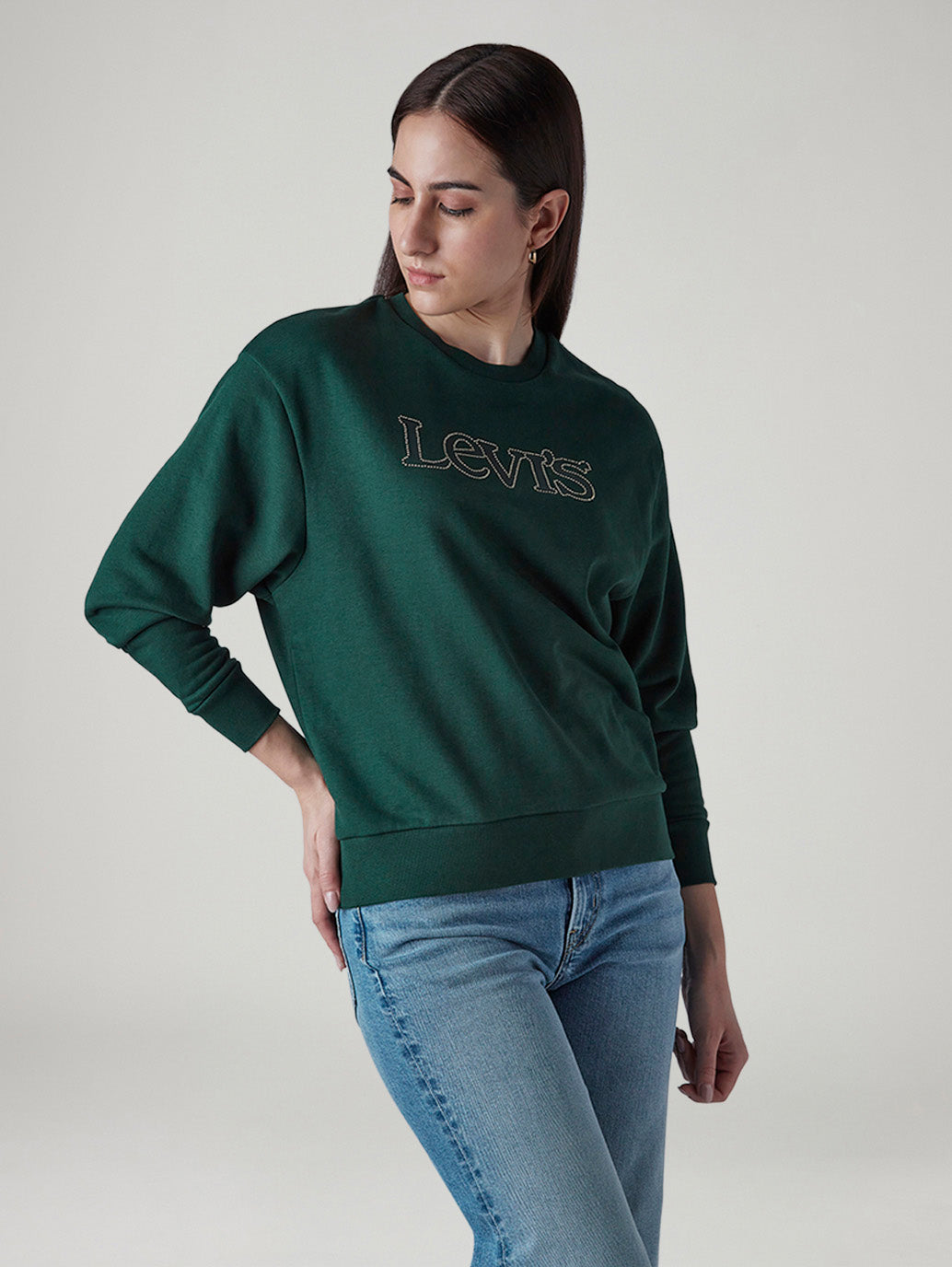 Women's Logo Printed Regular Fit Sweatshirt - Side View