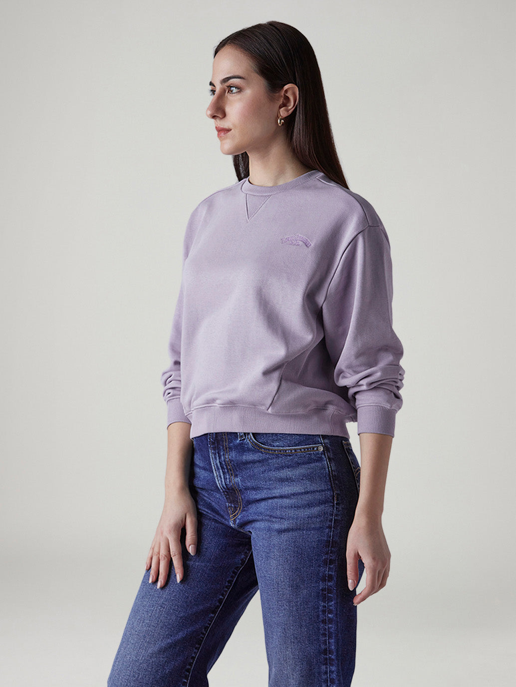 Women's Solid Regular Fit Sweatshirt - Side View