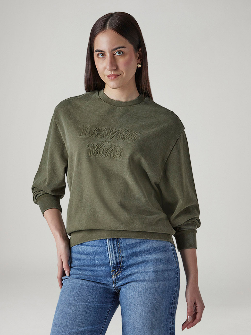 Women's Embroidered Regular Fit Sweatshirt - Front View