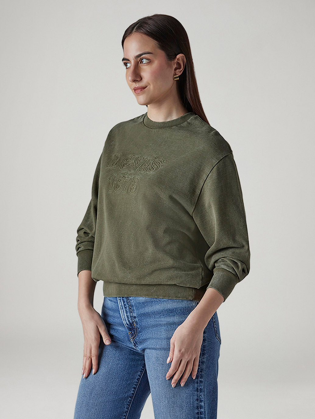 Women's Embroidered Regular Fit Sweatshirt - Side View