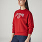 Women's Brand Logo Red Crew Neck Sweatshirt - Side View