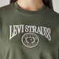 Women's Brand Logo Olive Crew Neck Sweatshirt - Detail View