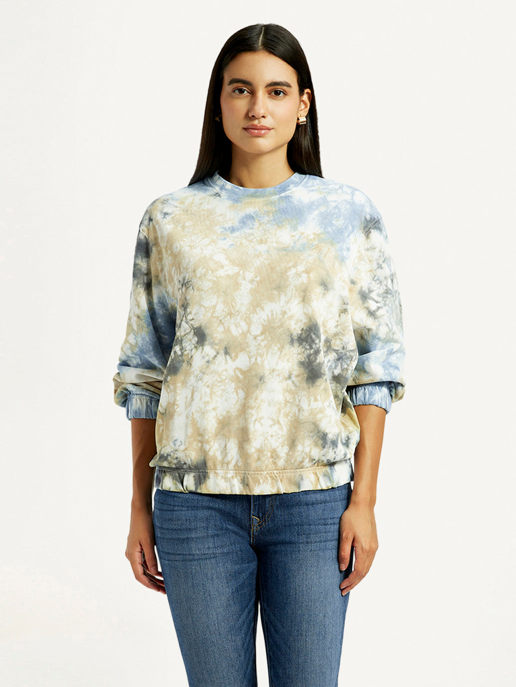 Women's Tie-Dye Multi Color Crew Neck Sweatshirt - Front View