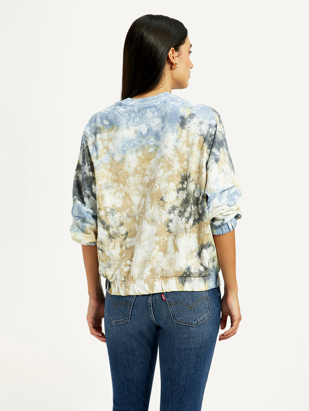 Women's Tie-Dye Multi Color Crew Neck Sweatshirt - Back View