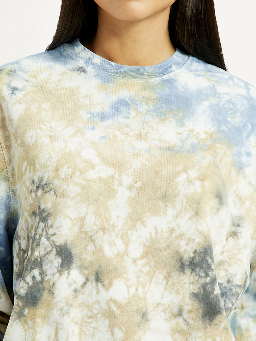 Women's Tie-Dye Multi Color Crew Neck Sweatshirt - Detail View