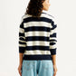 Women's Striped Navy Crew Neck Sweater - Back View