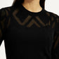 Women's Self Design Black Round Neck Sweater - Detail View