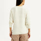 Women's Self Design Off White Round Neck Sweater - Back View