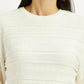 Women's Self Design Off White Round Neck Sweater - Detail View