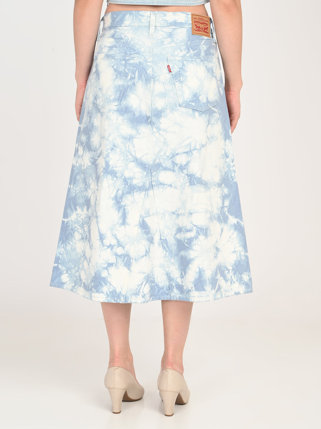 Women's Mid Rise Light Blue Regular Fit Skirt - back View