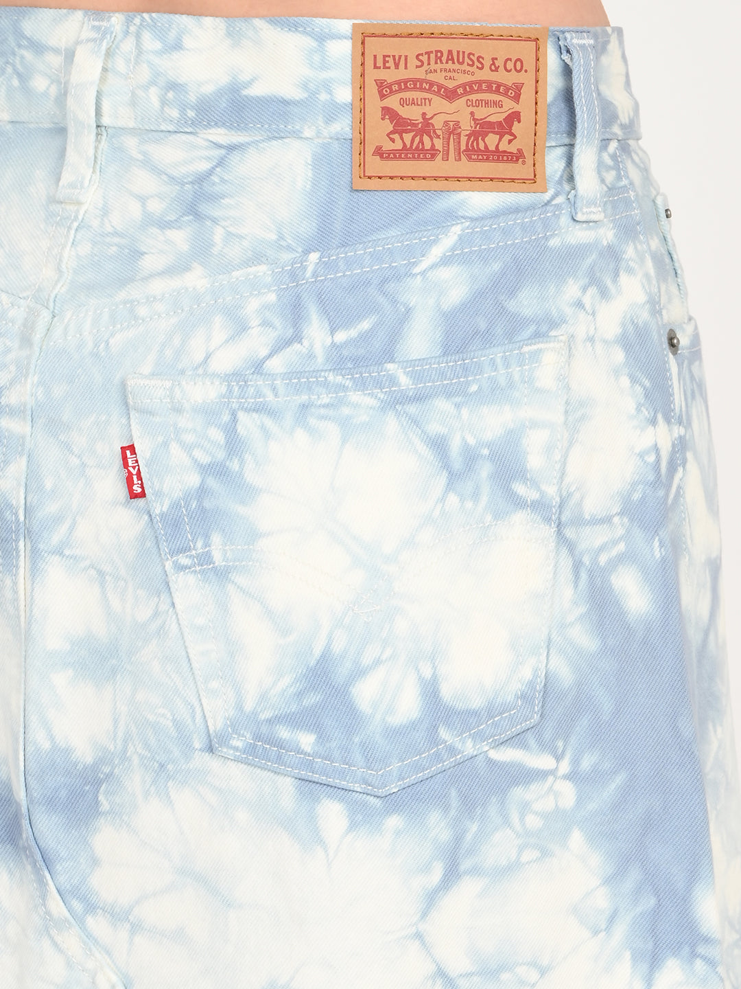 Women's Mid Rise Light Blue Regular Fit Skirt - 7 View