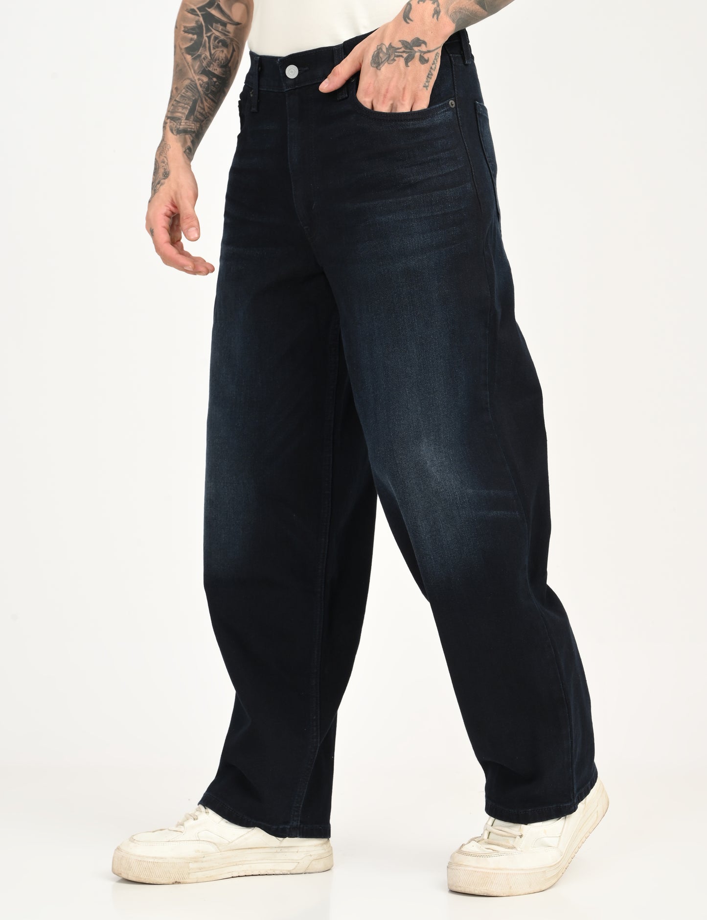 Men's 578 Dark Blue Loose Fit Mid Rise Jeans - side View