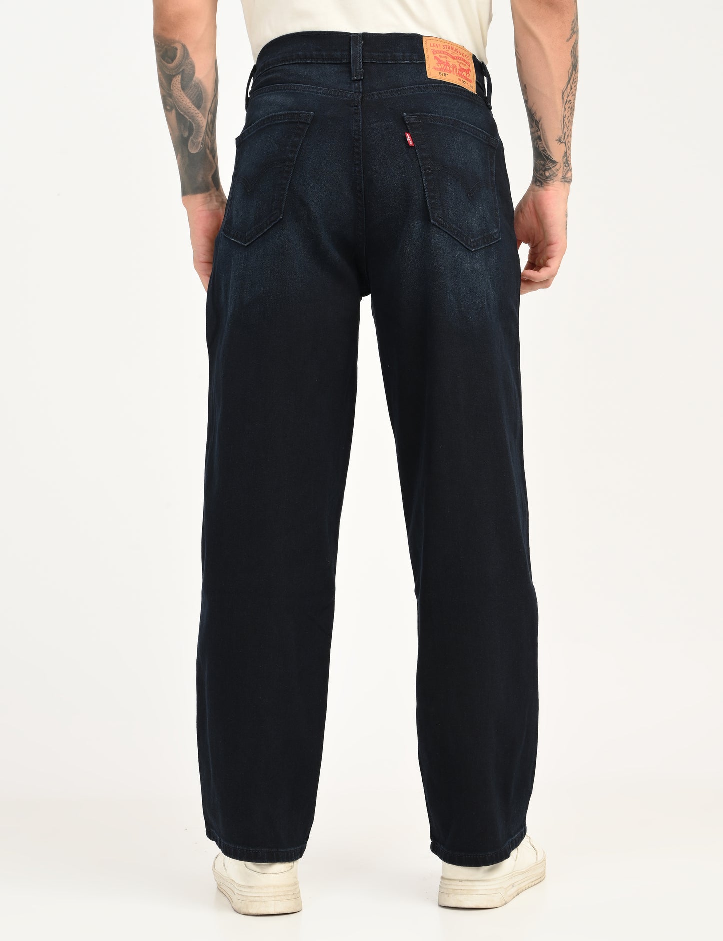 Men's 578 Dark Blue Loose Fit Mid Rise Jeans - back View