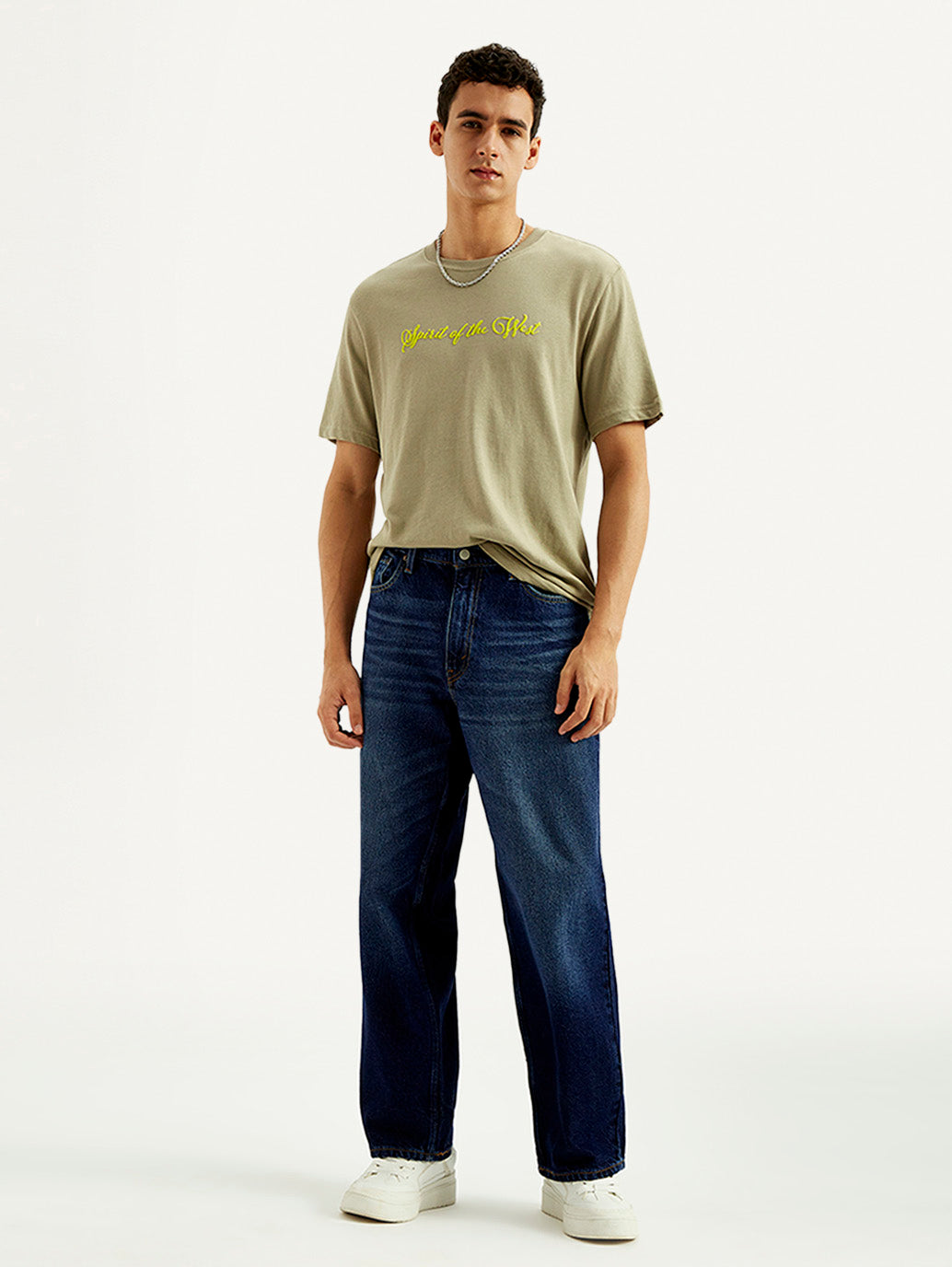 Men's 578 Dark Blue Baggy Fit Mid Rise Jeans - Styleshot View