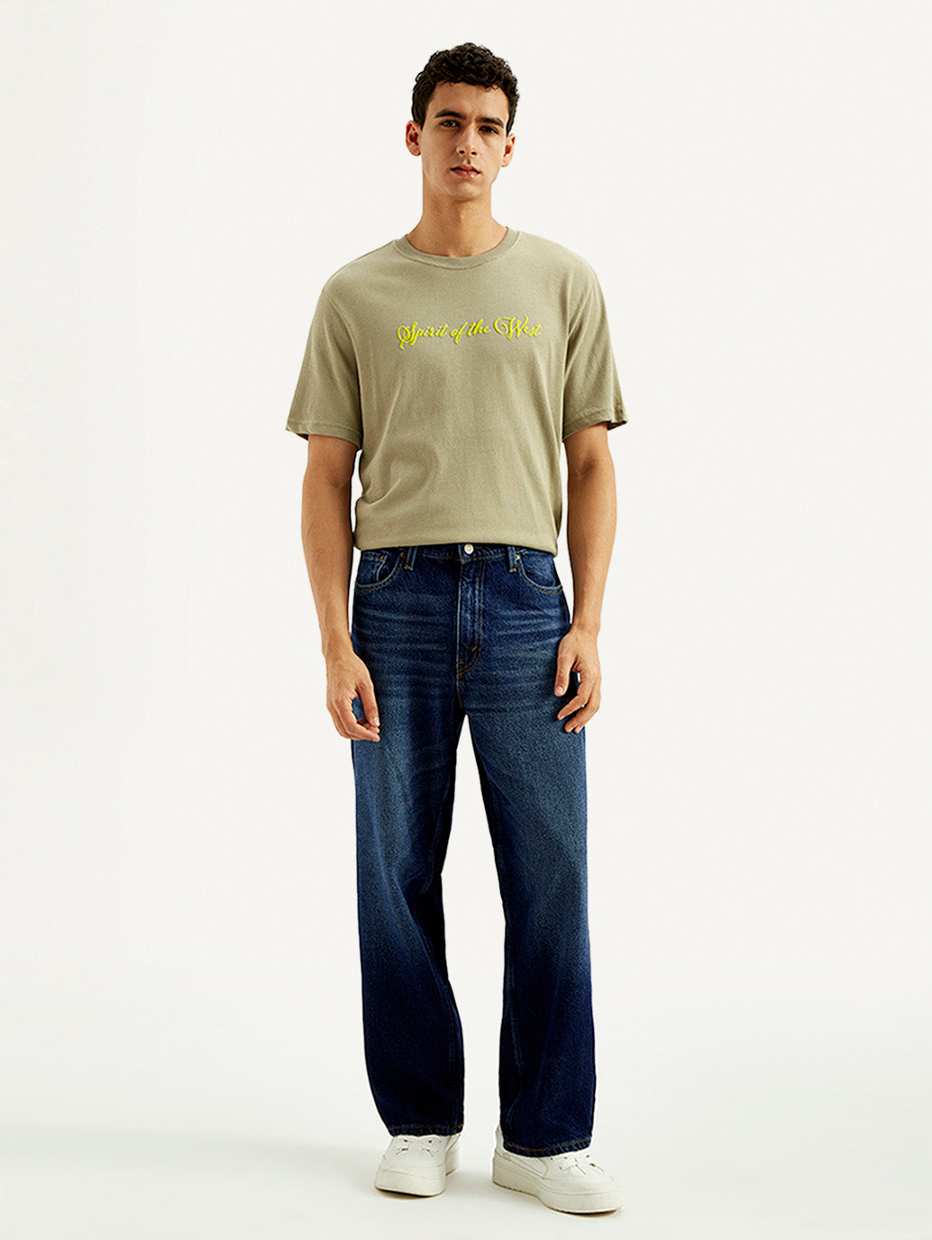 Men's 578 Dark Blue Baggy Fit Mid Rise Jeans - Front View