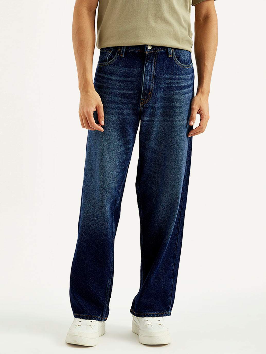 Men's 578 Dark Blue Baggy Fit Mid Rise Jeans - Front View