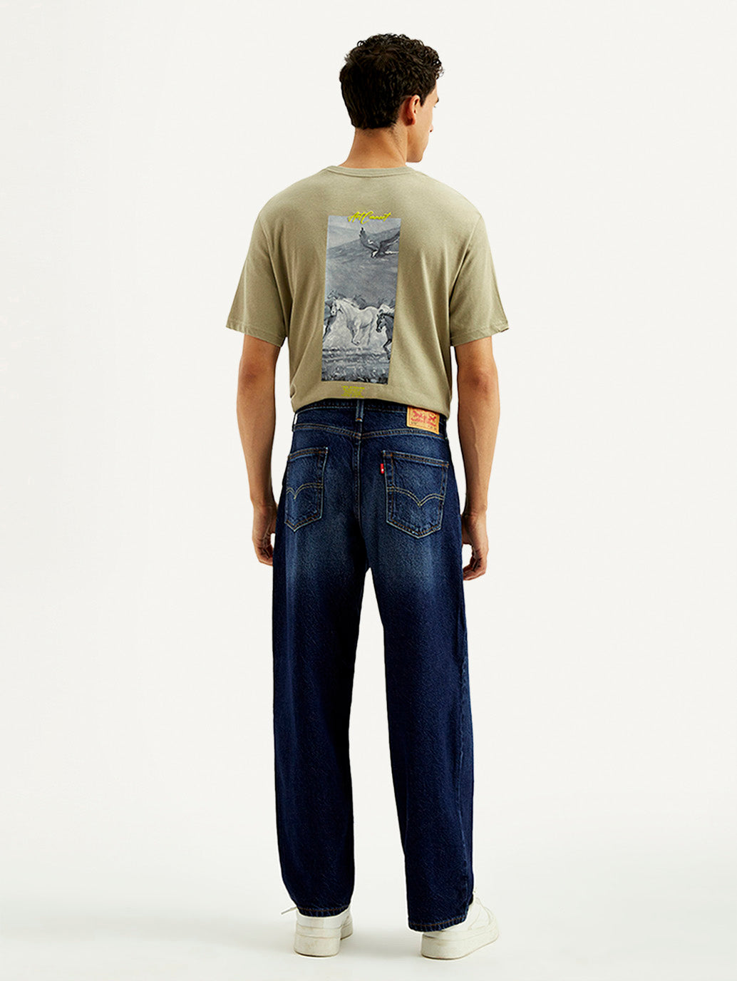 Men's 578 Dark Blue Baggy Fit Mid Rise Jeans - Back View