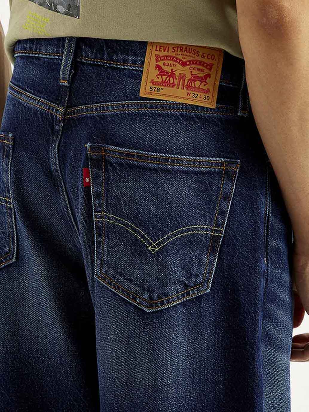 Men's 578 Dark Blue Baggy Fit Mid Rise Jeans - Detail View