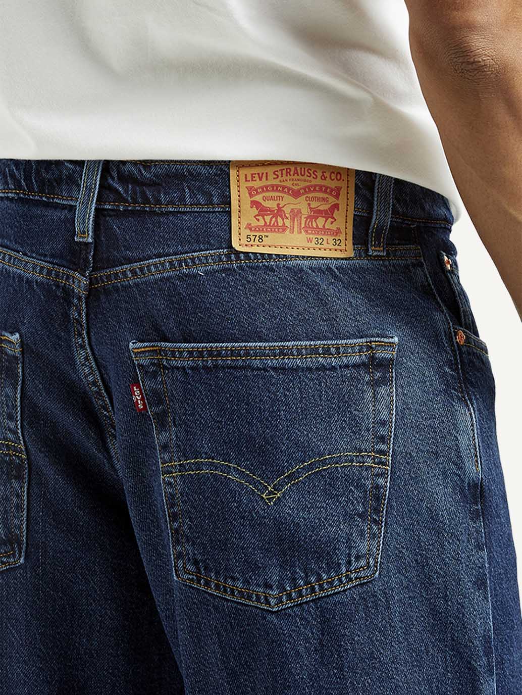 Men's 578 Dark Blue Loose Fit Mid Rise Jeans - Detail View