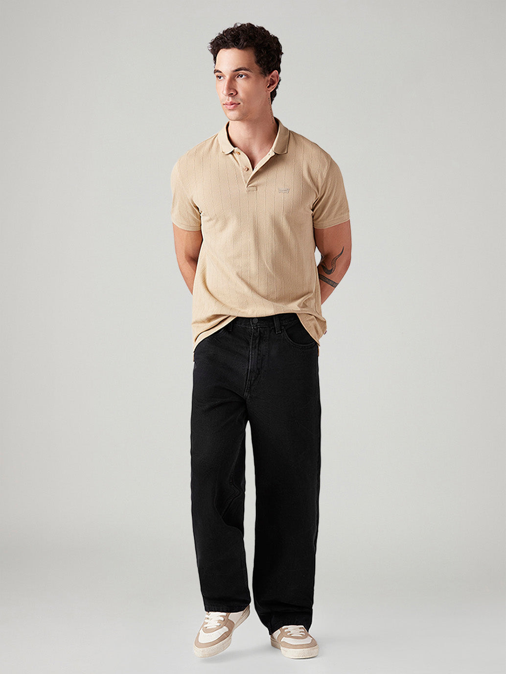 Men's 578 Black Baggy Fit Mid Rise Jeans - Styleshot View