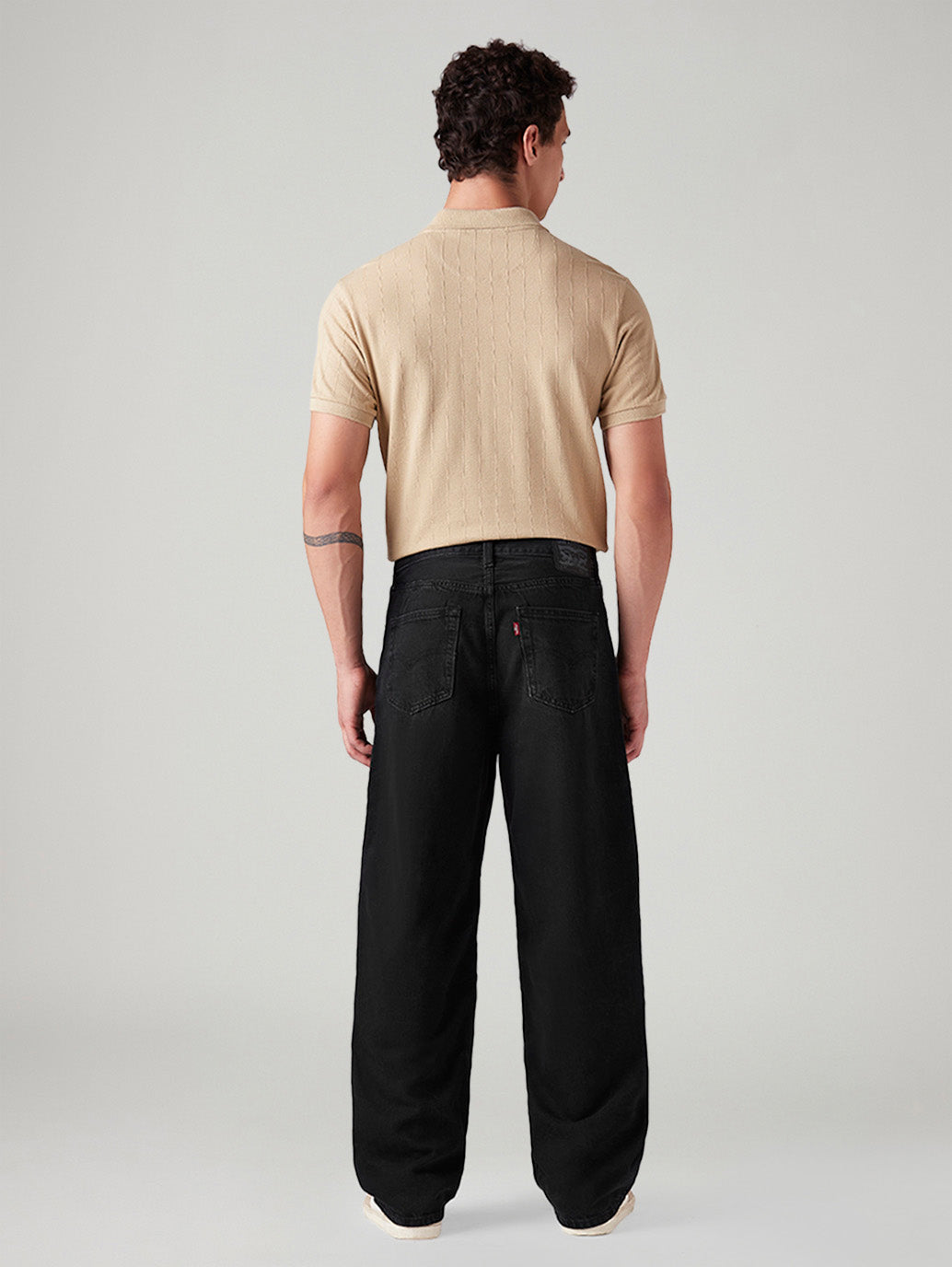 Men's 578 Black Baggy Fit Mid Rise Jeans - Back View