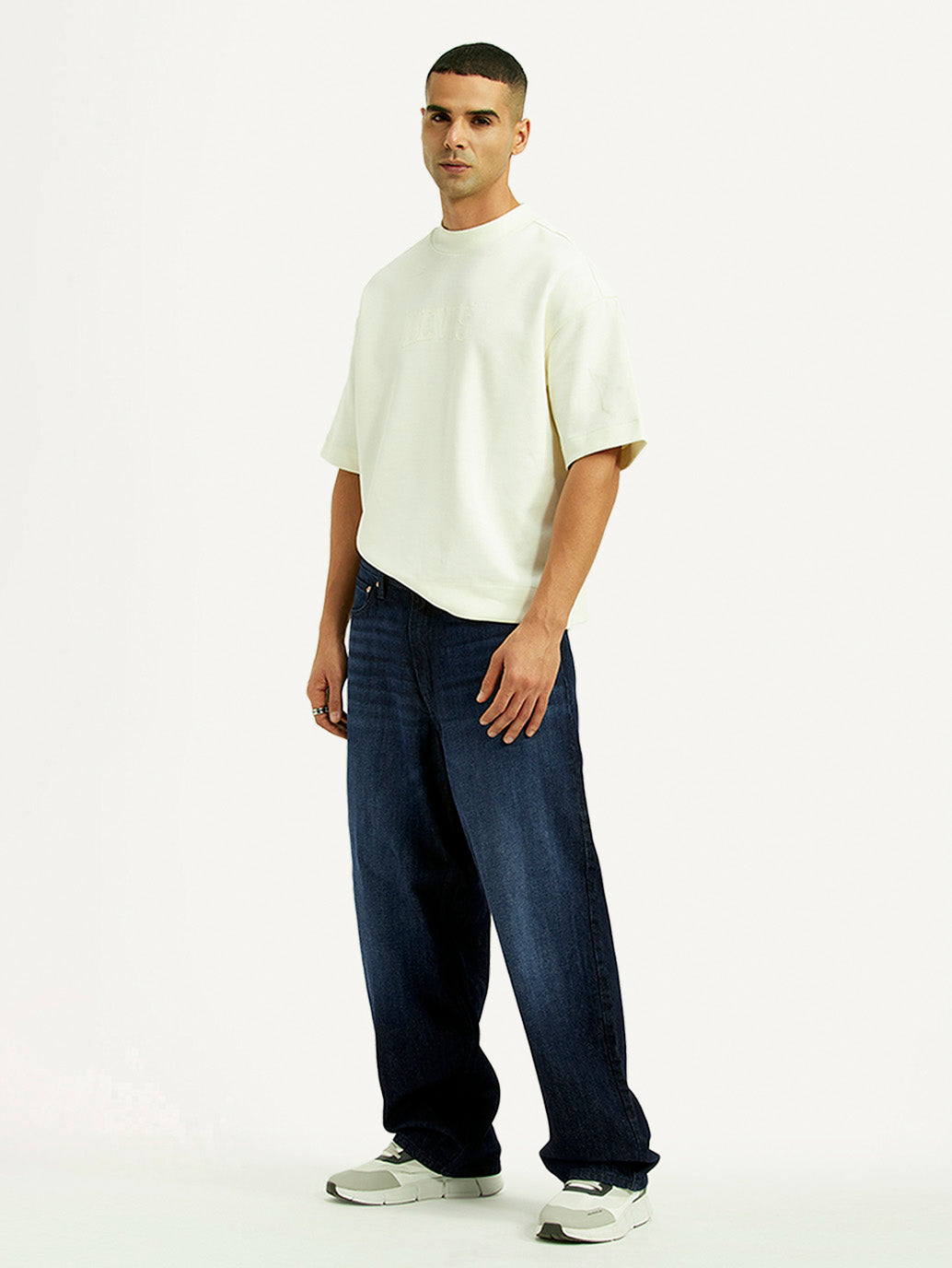 Men's 578 Dark Blue Baggy Fit Mid Rise Jeans - Styleshot View