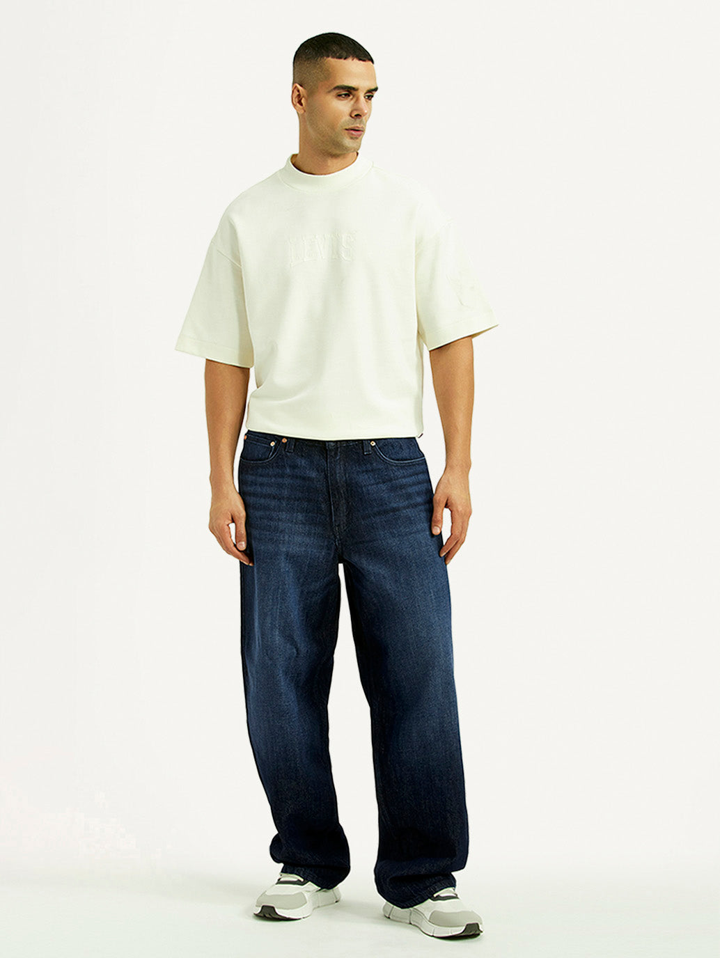 Men's 578 Dark Blue Baggy Fit Mid Rise Jeans - Front View