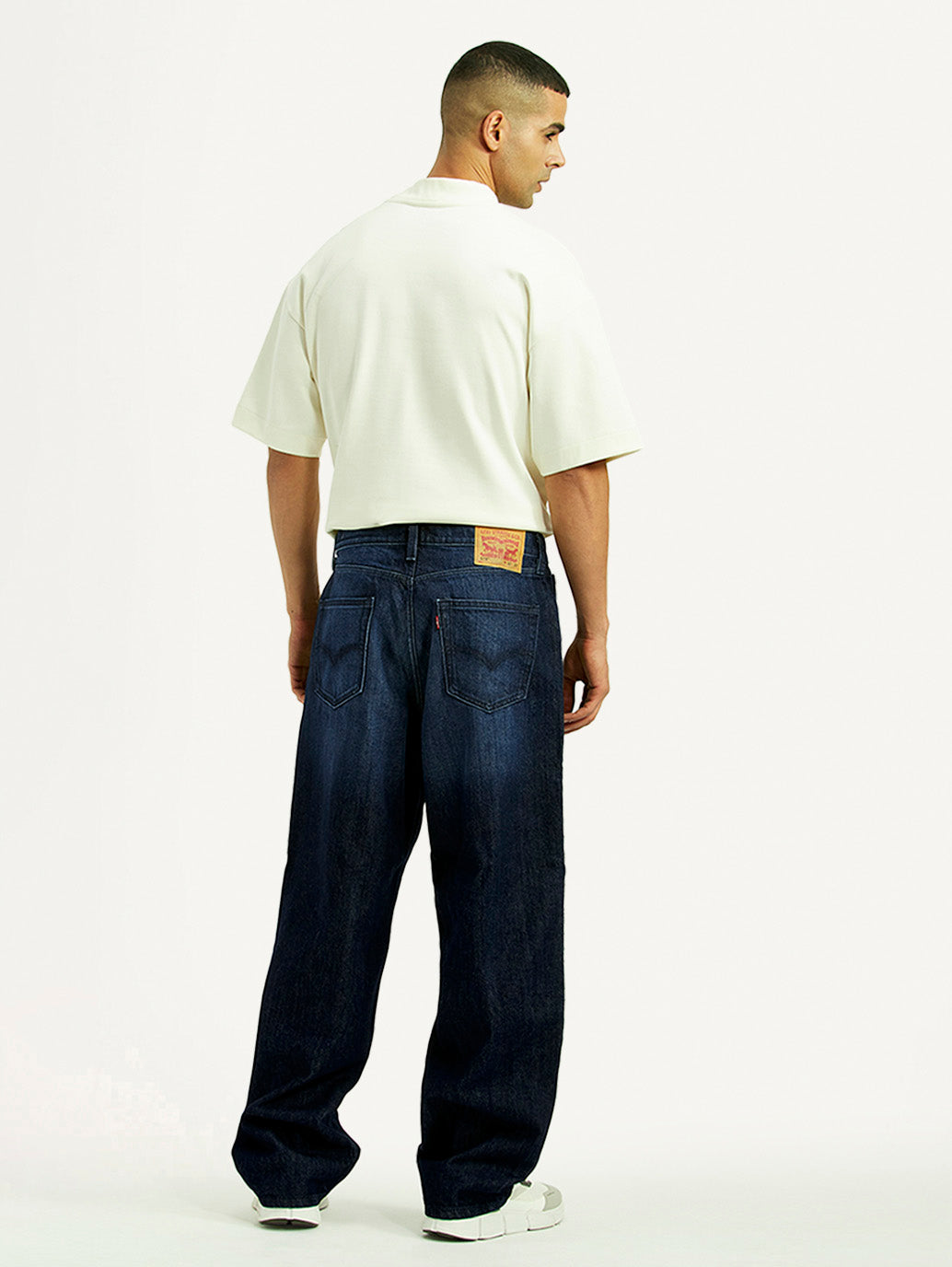 Men's 578 Dark Blue Baggy Fit Mid Rise Jeans - Back View