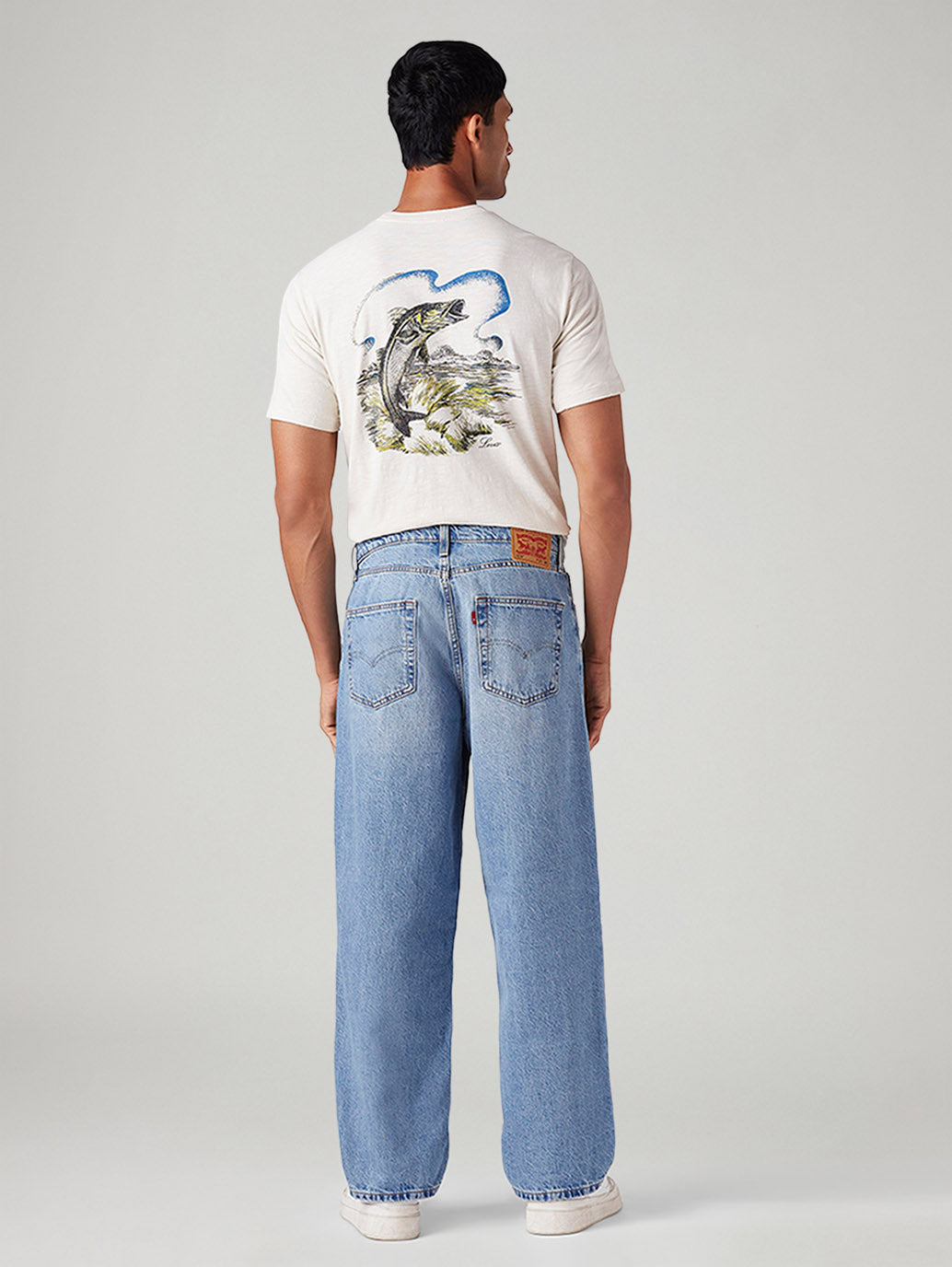 Men's 578 Light Blue Baggy Fit Mid Rise Jeans - Back View