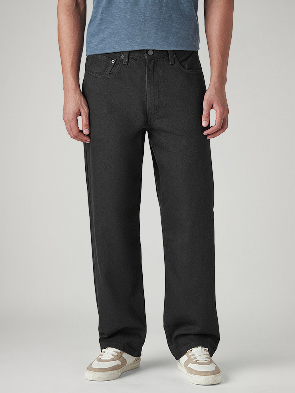 Men's 578 Black Baggy Fit Mid Rise Jeans - Front View