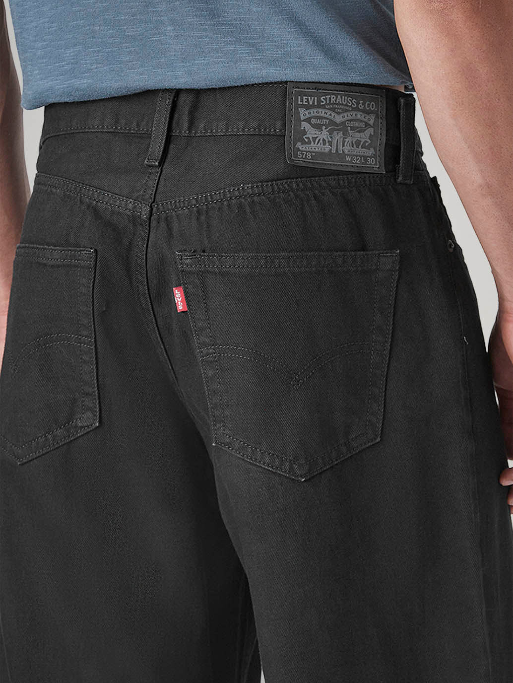 Men's 578 Black Baggy Fit Mid Rise Jeans - 20 View