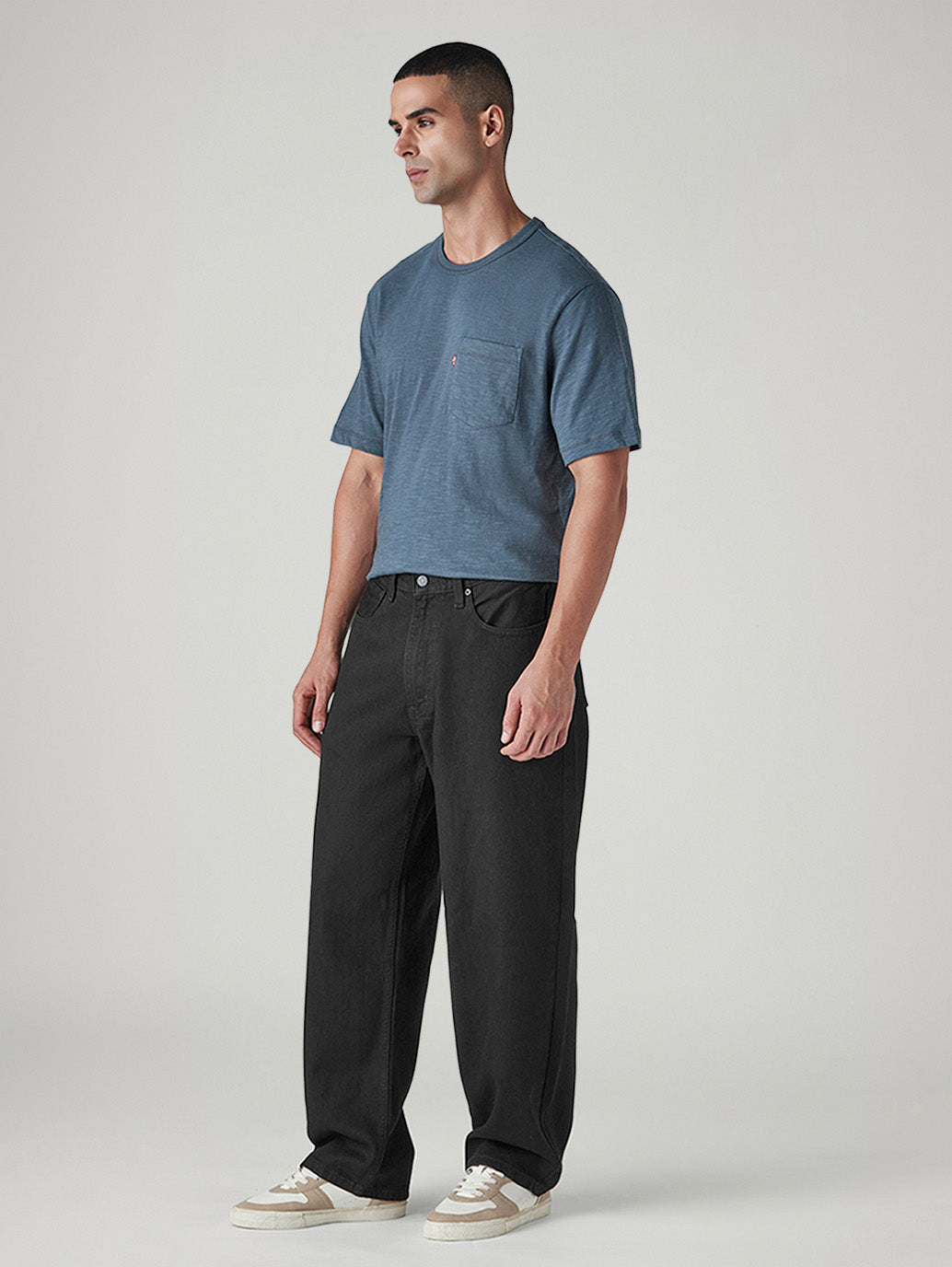 Men's 578 Black Baggy Fit Mid Rise Jeans - Side View