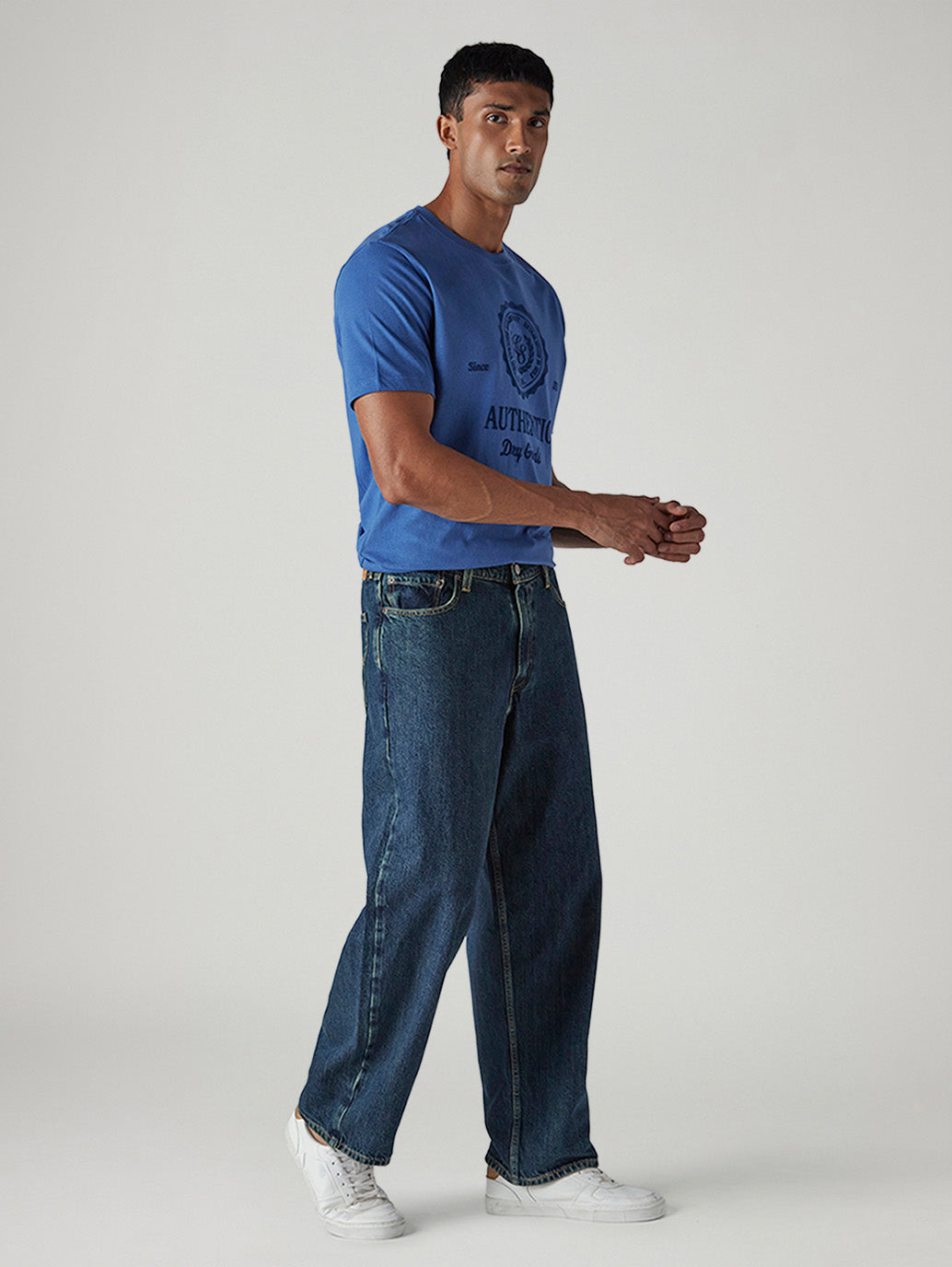 Men's 578 Dark Indigo Baggy Fit Mid Rise Jeans - Side View