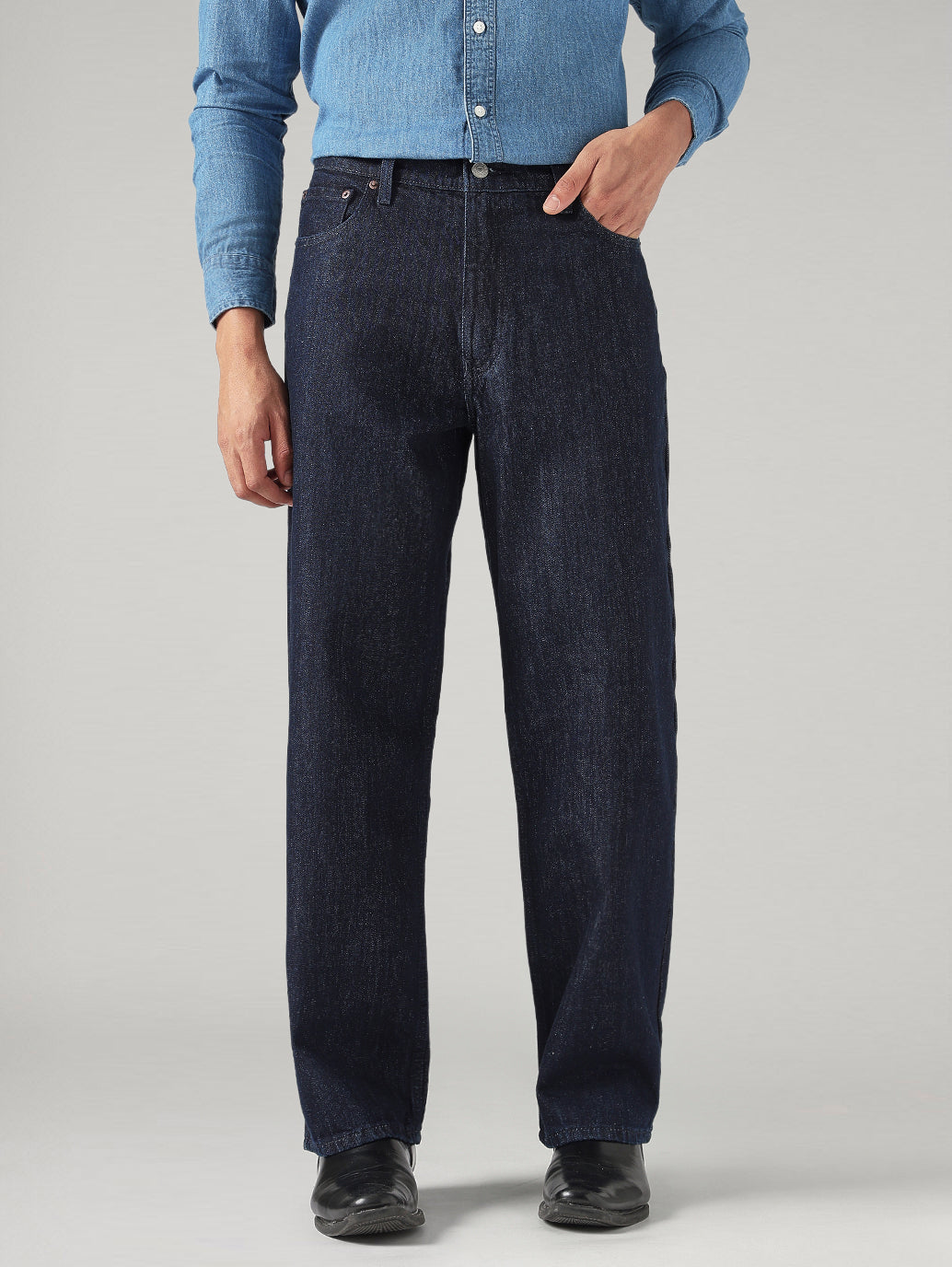 Men's 578 Dark Blue Baggy Fit Mid Rise Jeans - Front View