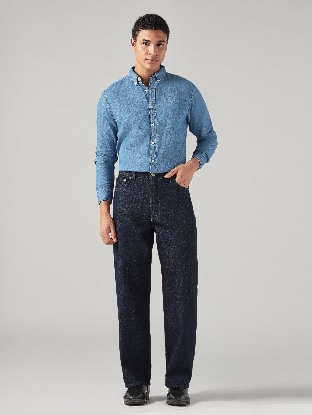 Men's 578 Dark Blue Baggy Fit Mid Rise Jeans - Front View