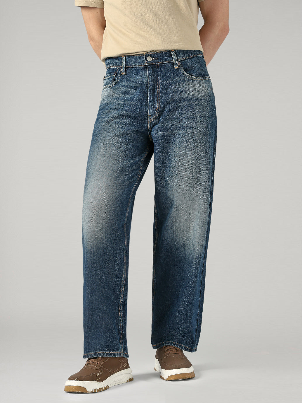 Men's 578 Blue Baggy Fit Mid Rise Jeans - Front View