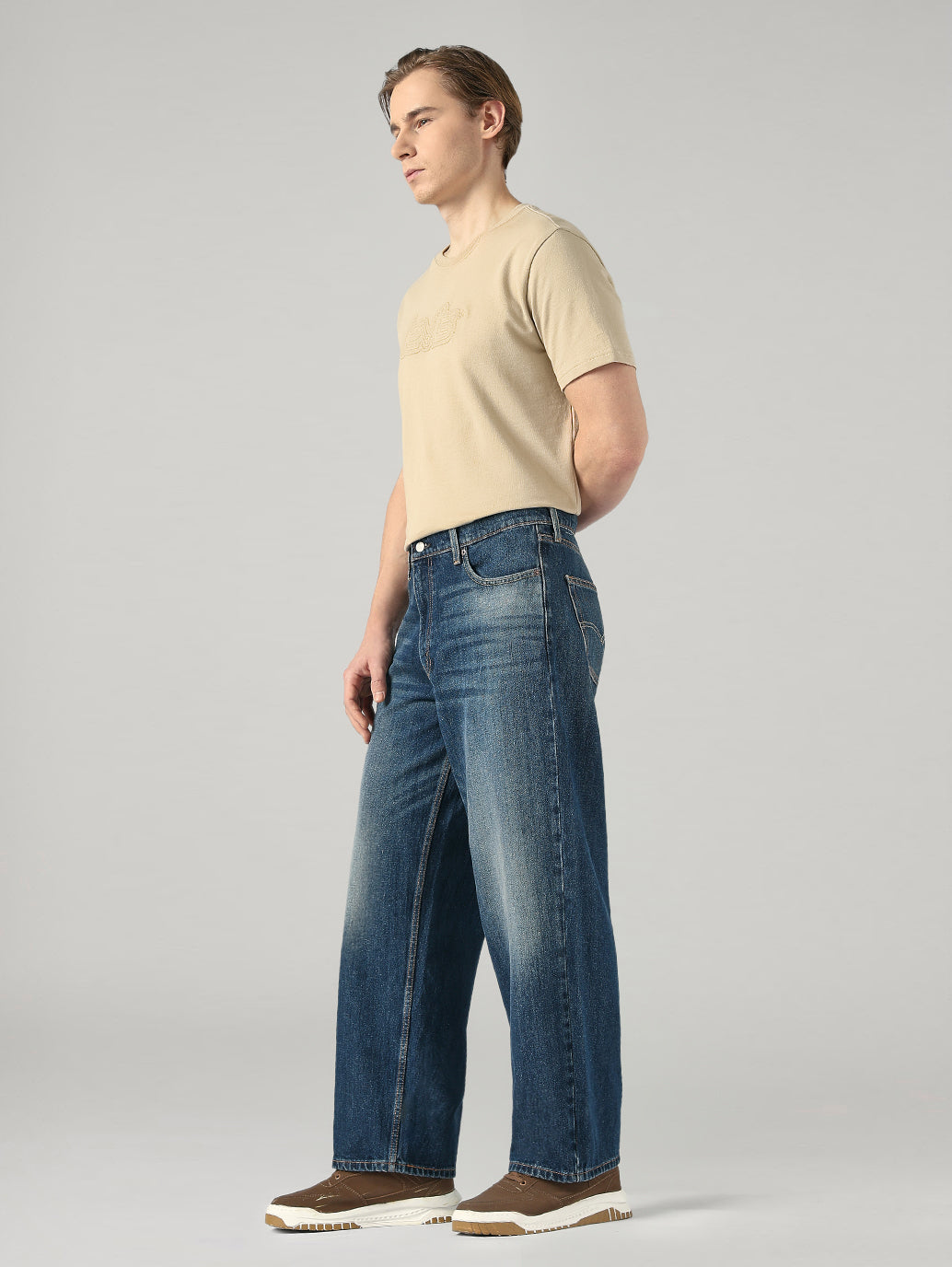 Men's 578 Blue Baggy Fit Mid Rise Jeans - Side View