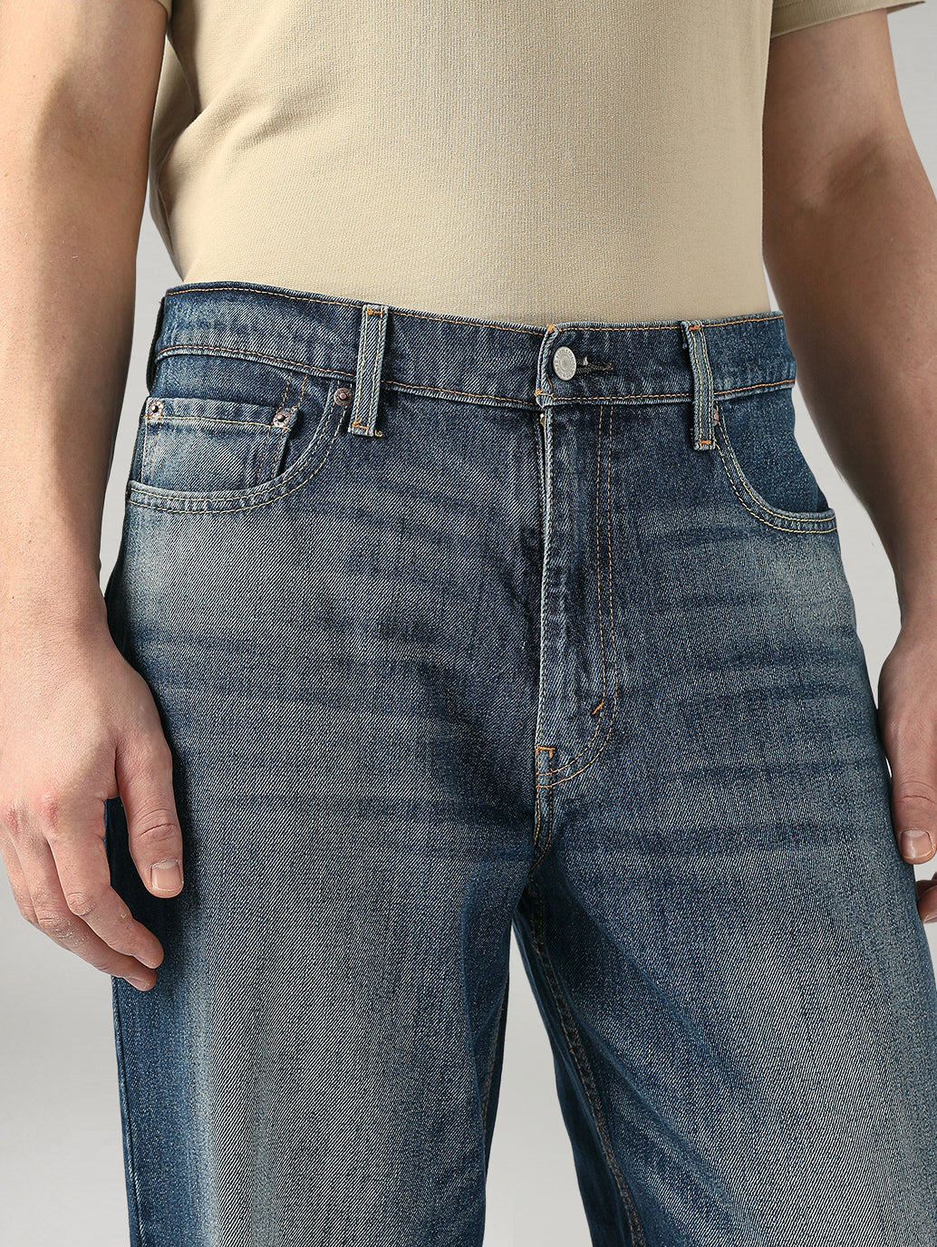 Men's 578 Blue Baggy Fit Mid Rise Jeans - 20 View