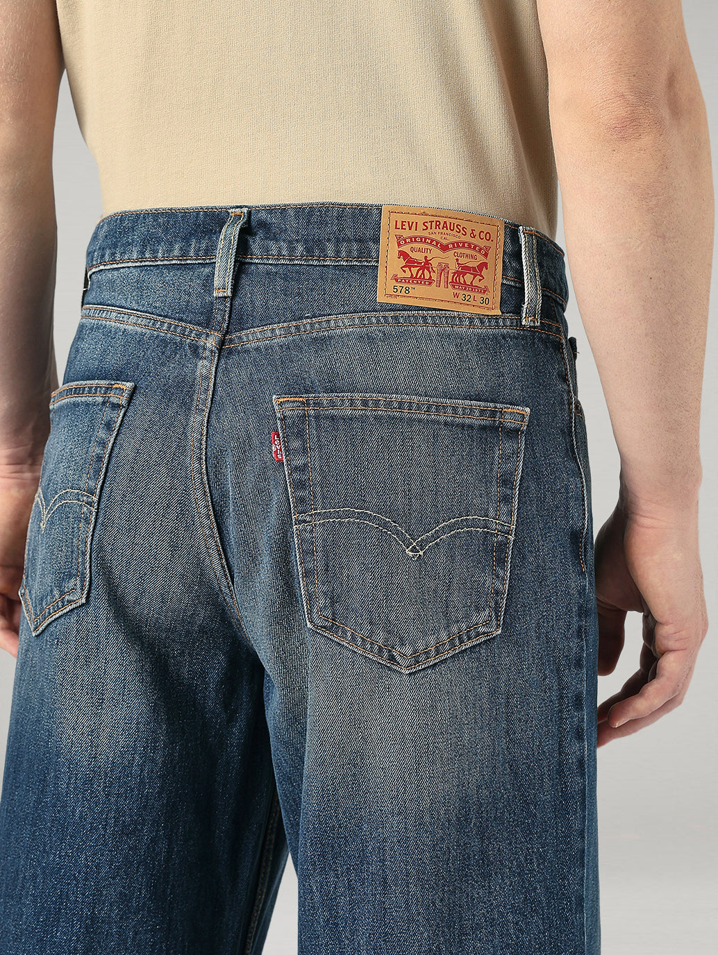 Men's 578 Blue Baggy Fit Mid Rise Jeans - 20 View