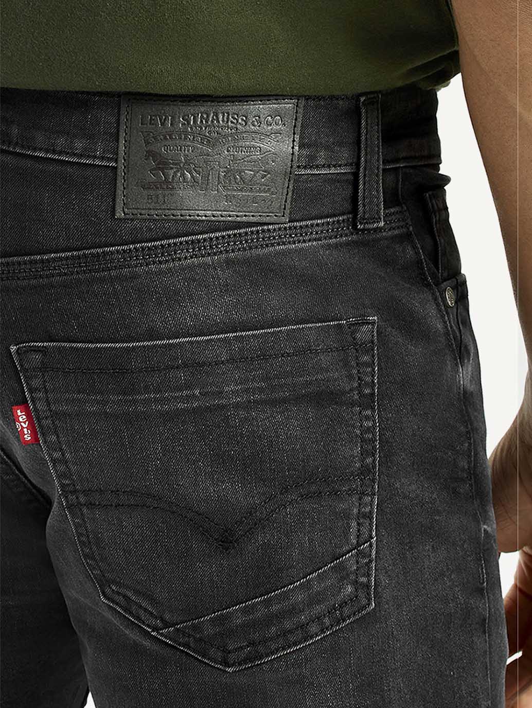 Men's 511 Black Slim Fit Mid Rise Jeans - Detail View