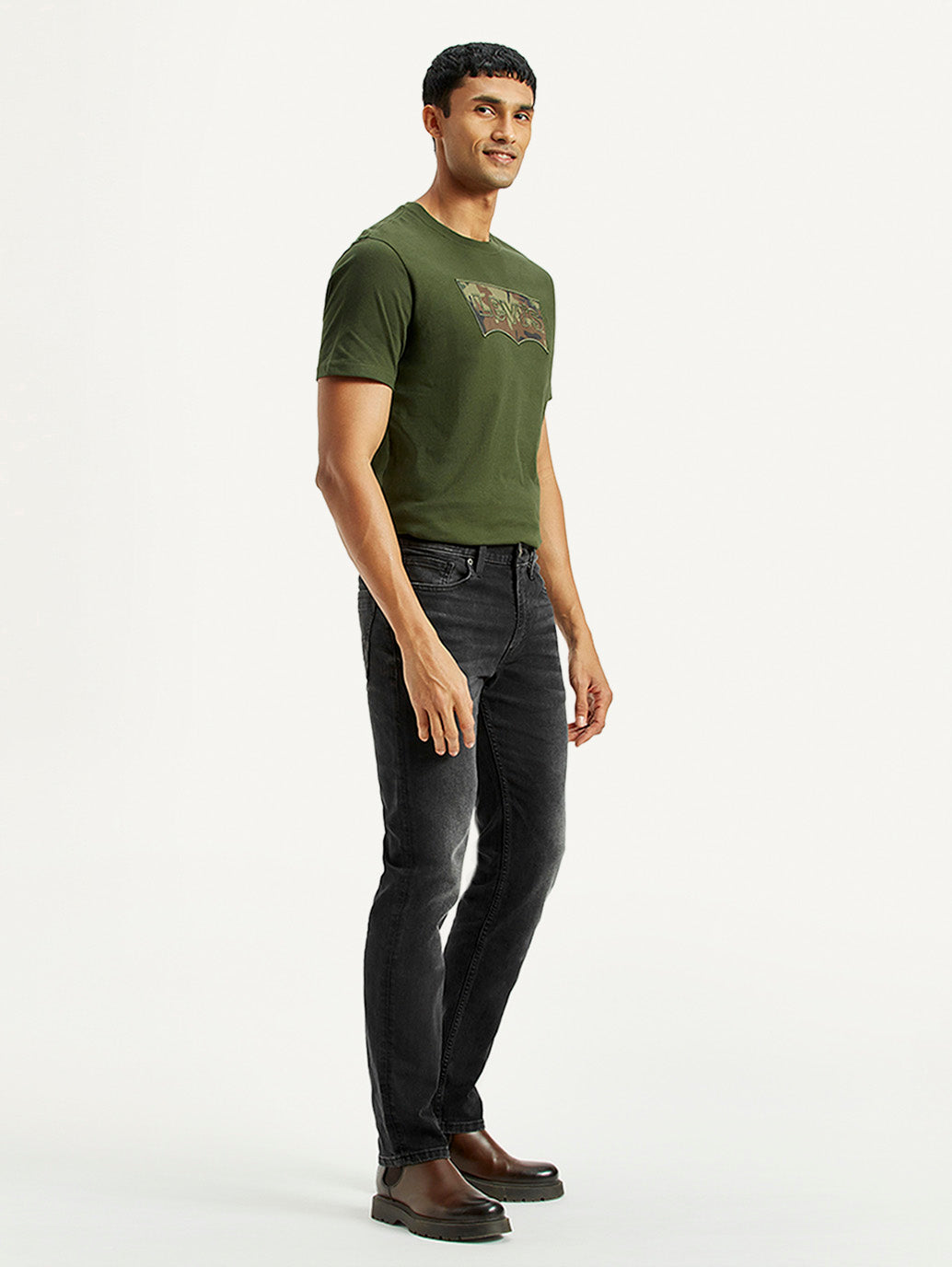 Men's 511 Black Slim Fit Mid Rise Jeans - Side View