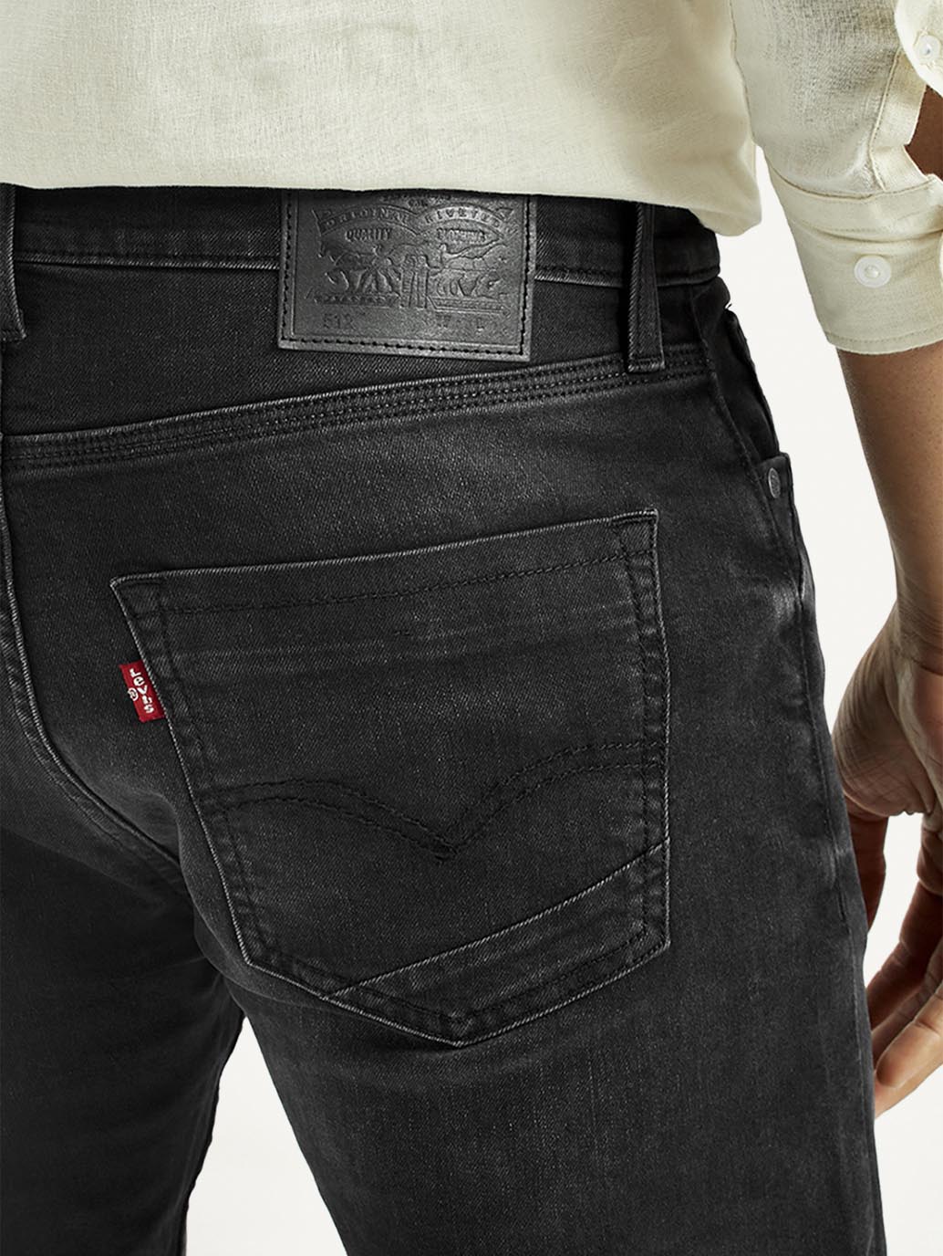 Men's 512 Black Slim Tapered Fit Mid Rise Jeans - Detail View