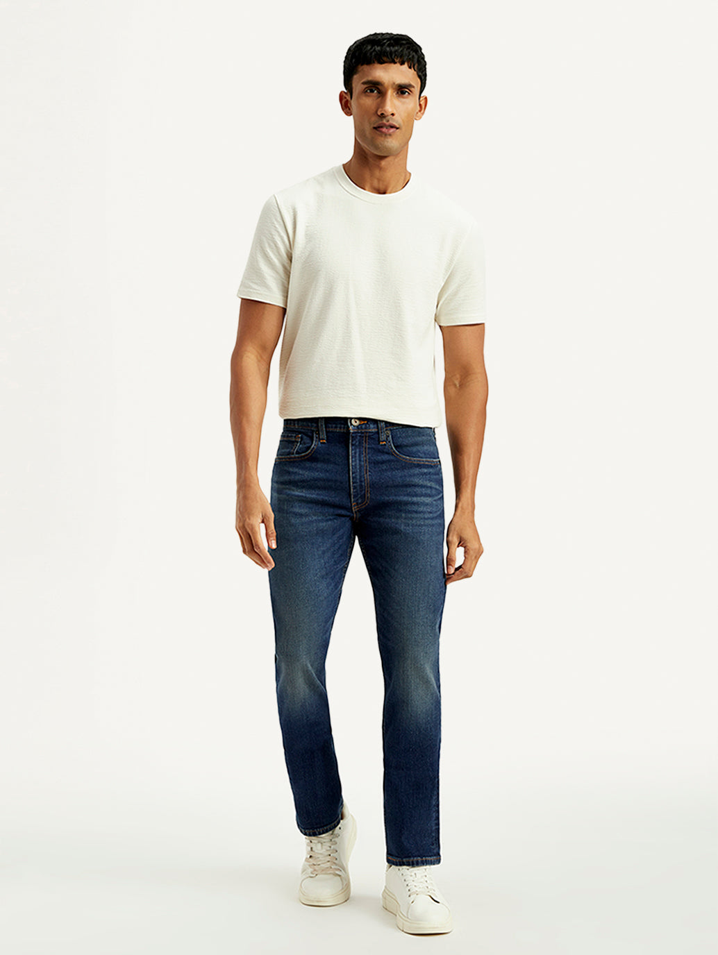 Men's Tinted 513 Blue Slim Straight Fit Mid Rise Jeans - Front View