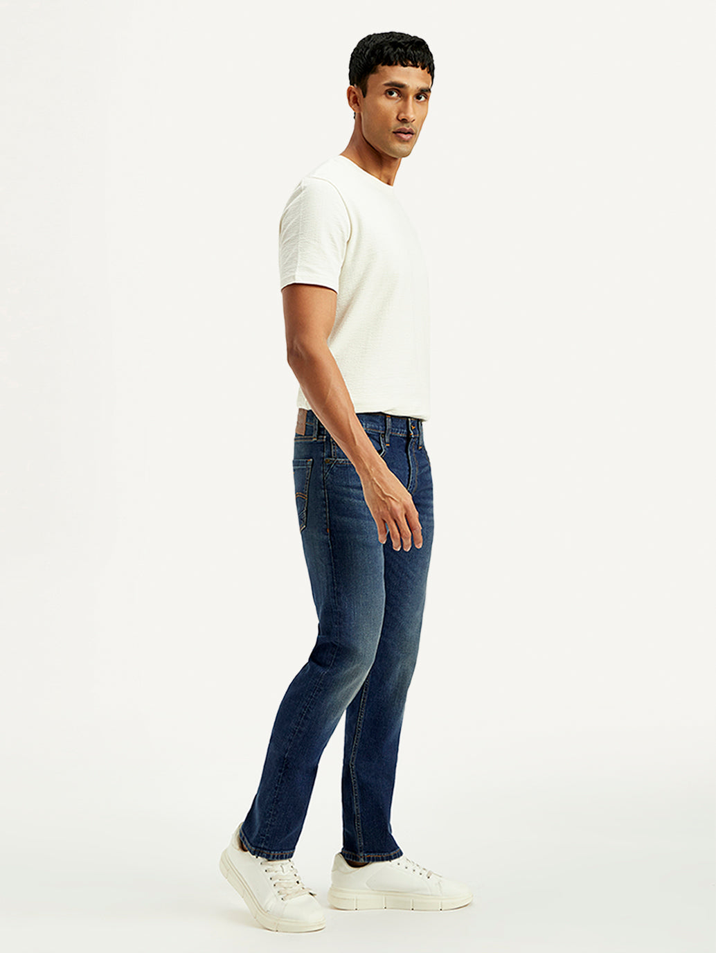 Men's Tinted 513 Blue Slim Straight Fit Mid Rise Jeans - Side View