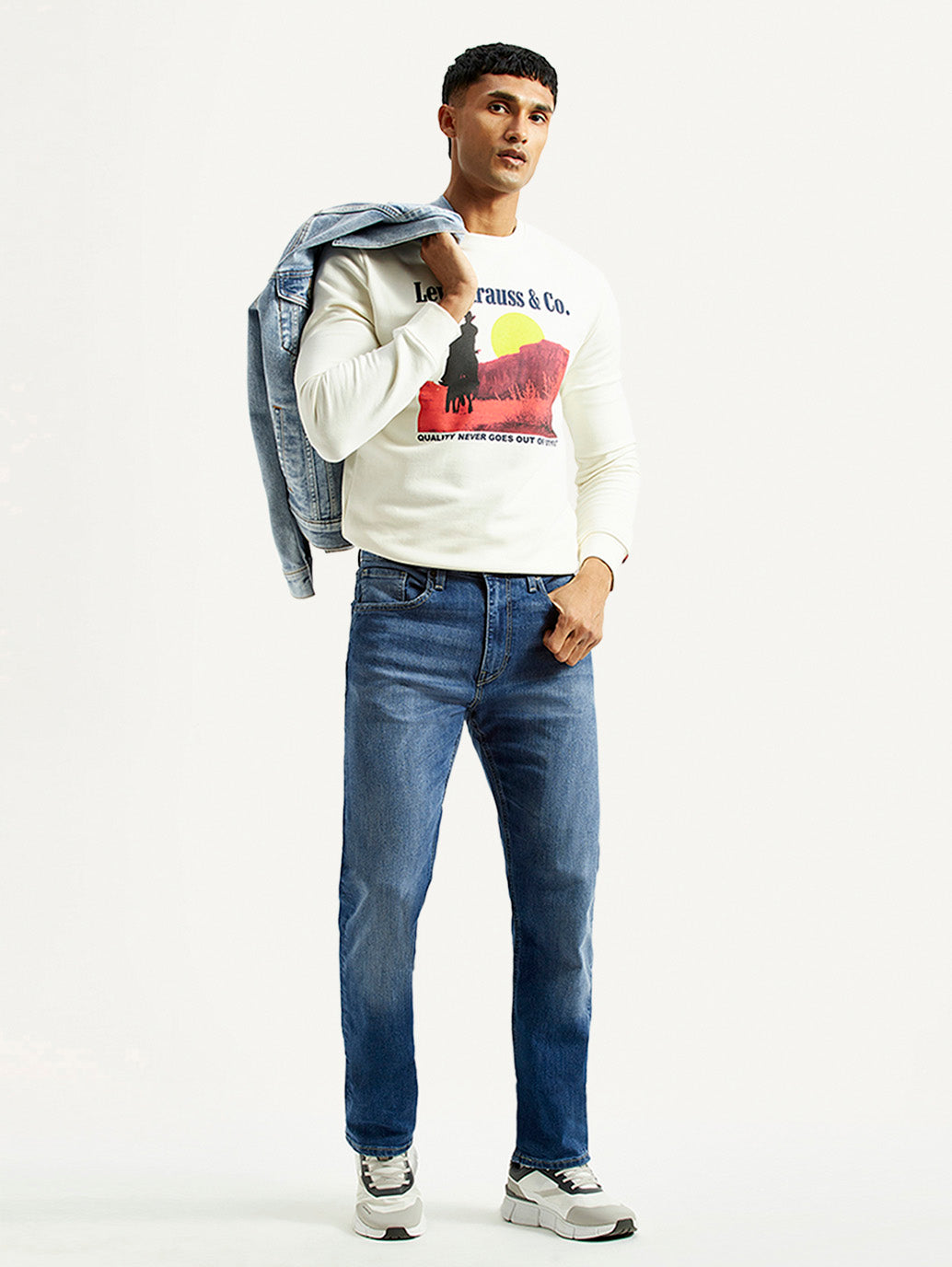 Men's 513 Blue Slim Straight Fit Mid Rise Jeans