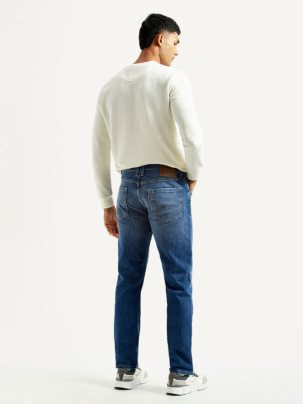 Men's 513 Blue Slim Straight Fit Mid Rise Jeans - Back View