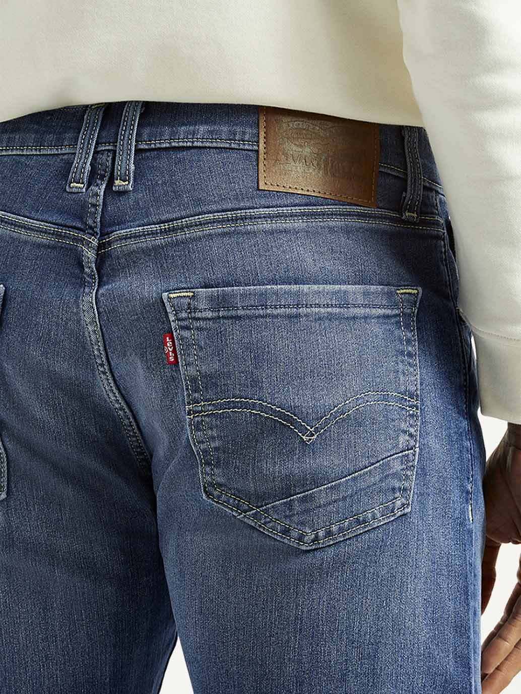 Men's 513 Blue Slim Straight Fit Mid Rise Jeans - Detail View