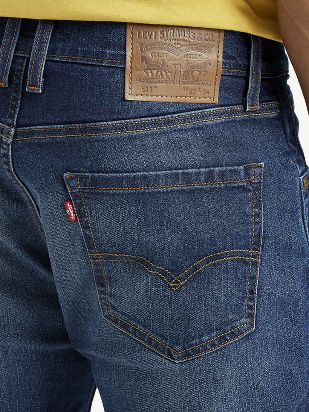 Men's 511 Indigo Slim Fit Mid Rise Jeans - Detail View