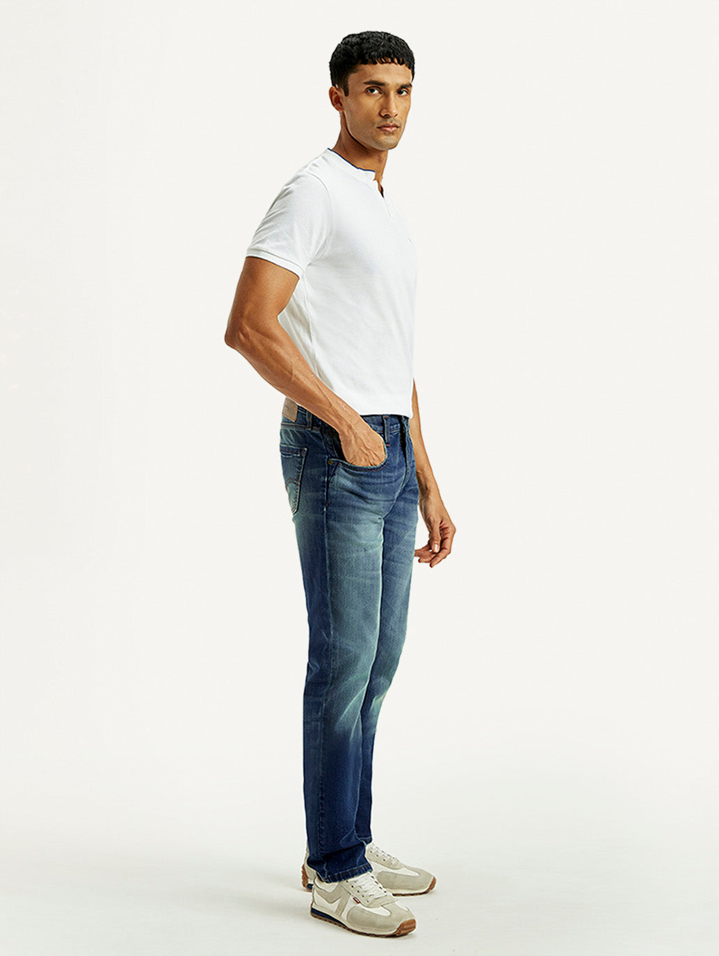 Men's Tinted 511 Med Indigo Slim Fit Mid Rise Jeans - Side View